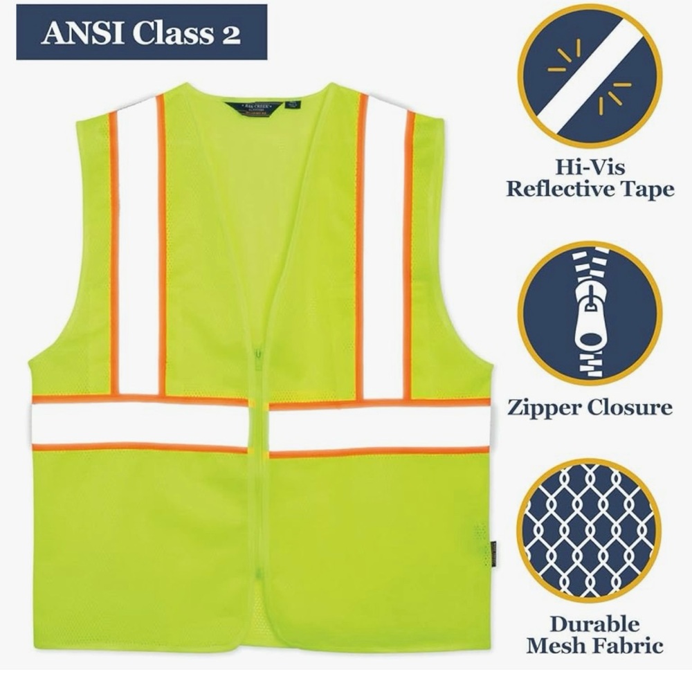 New Men’s Bass Creek outfitters Yellow Safety Vest size XL/XXL